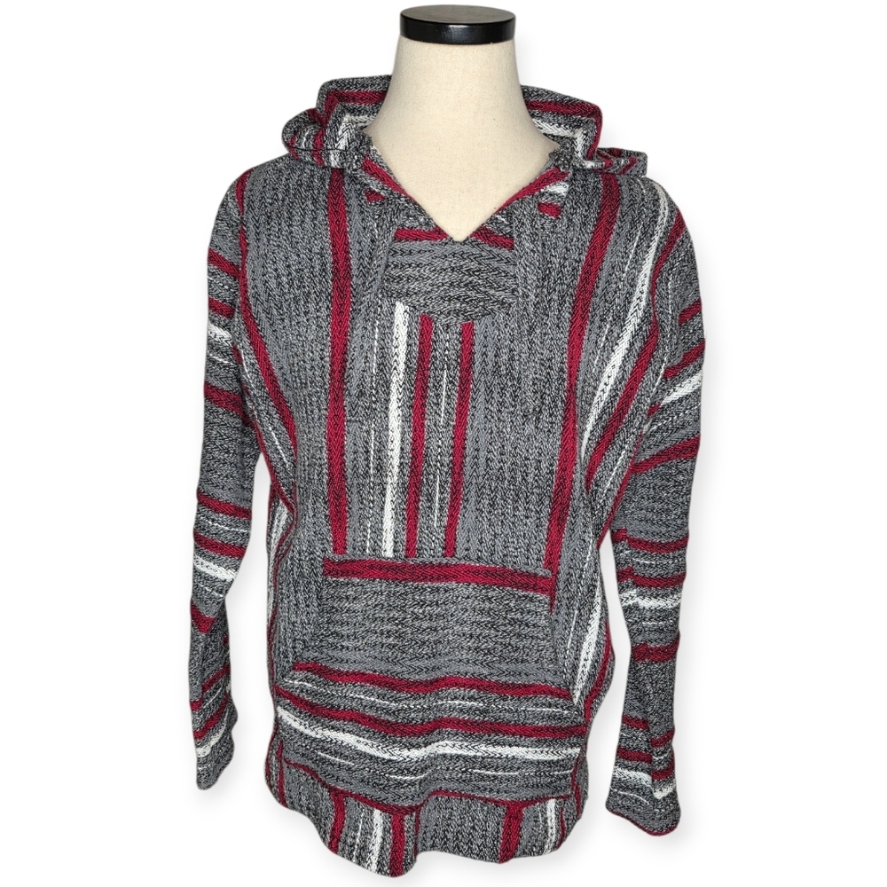 Original Senor Lopez Baja Hoodie Sweater Striped Pullover Size L